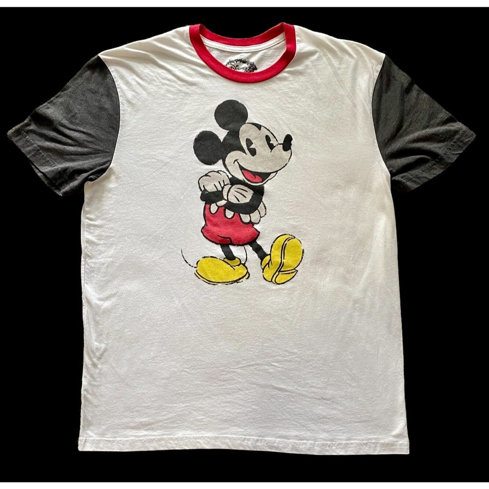 Disney Mickey Mouse T-Shirt Mickey Graphic White Black Size X-Large